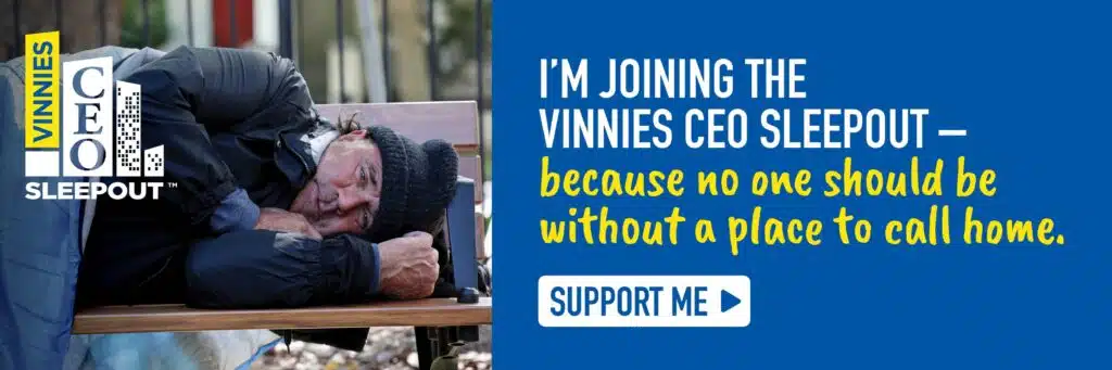 Vinnies CEO Sleepout events banner